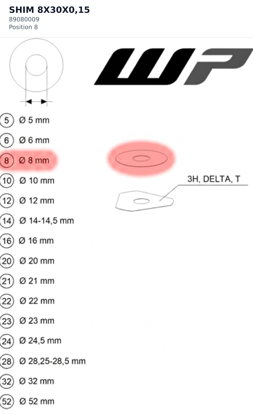 Diagram preview: SHIM 8X30X0,15 (89080009)