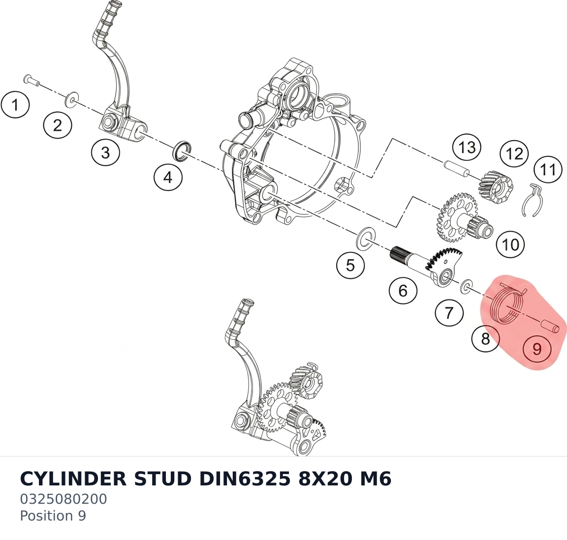 Diagram preview: CYLINDER STUD DIN6325 8X20 M6 (0325080200)
