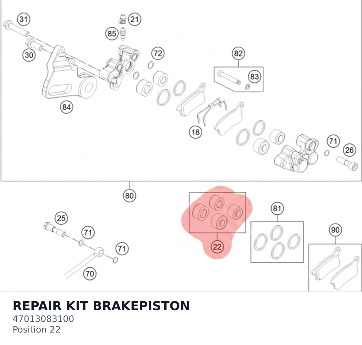 Diagram preview: REPAIR KIT BRAKEPISTON (47013083100)