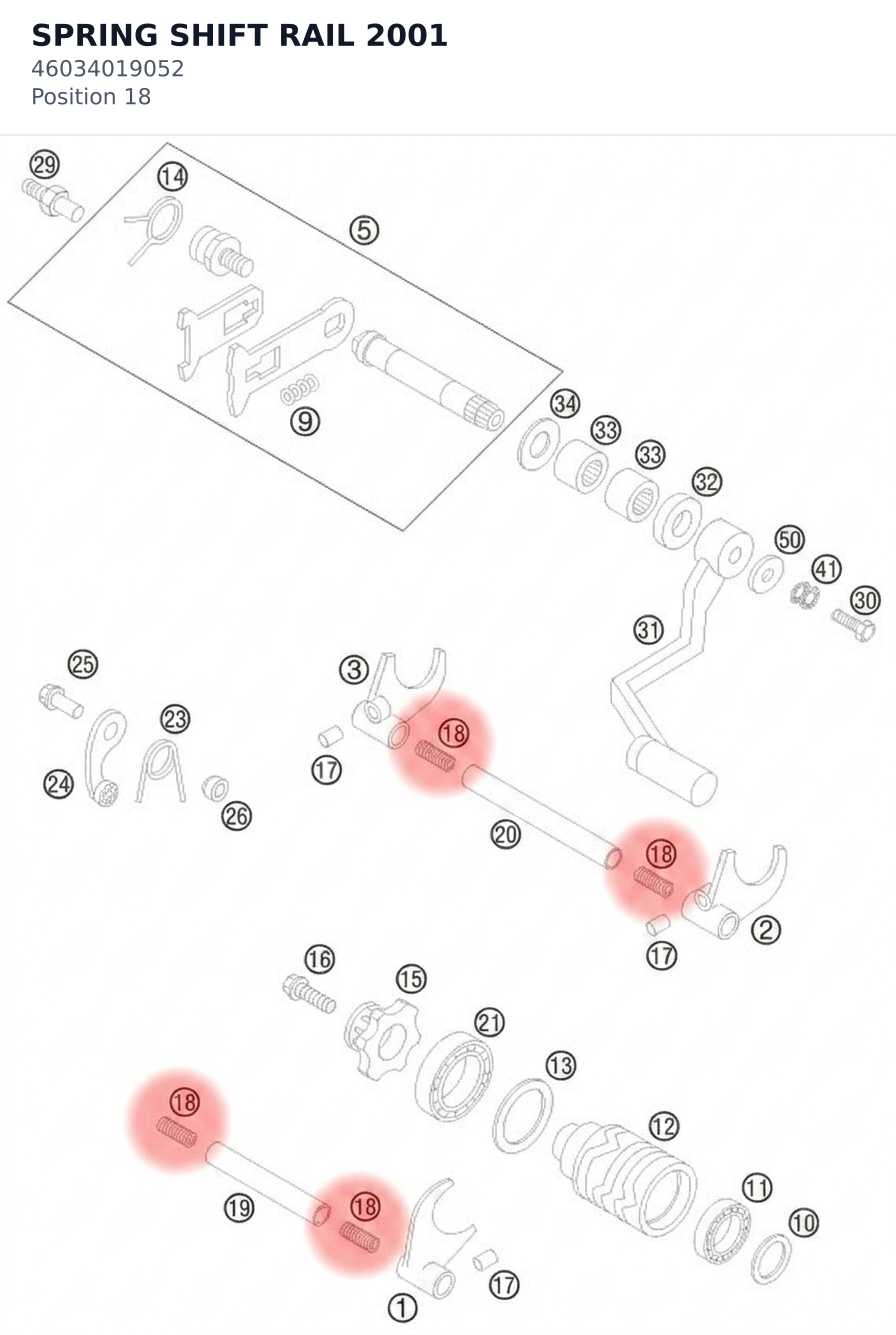 Diagram preview: SPRING SHIFT RAIL 2001 (46034019052)