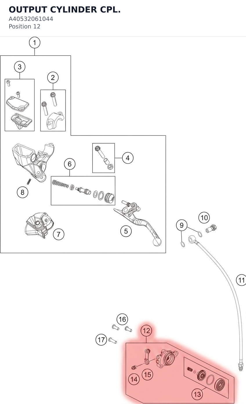 Diagram preview: OUTPUT CYLINDER CPL. (A40532061044)