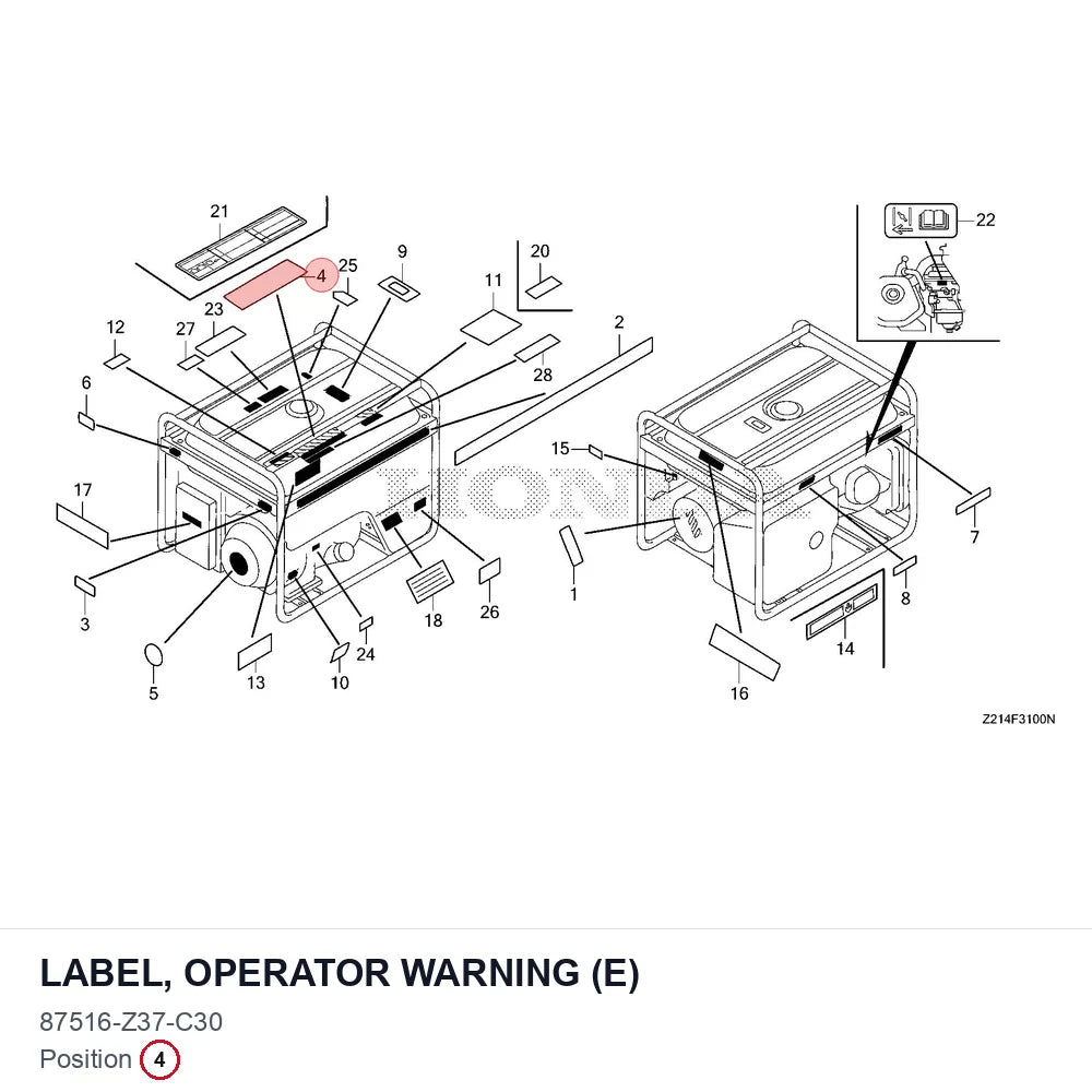LABEL, OPERATOR WARNING (E)