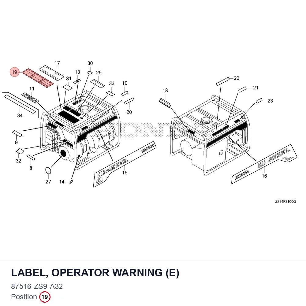 LABEL, OPERATOR WARNING (E)
