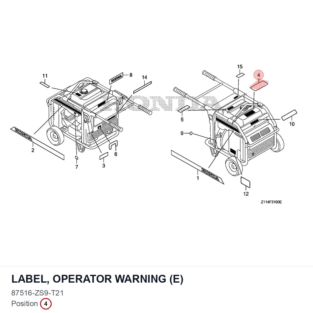 LABEL, OPERATOR WARNING (E)