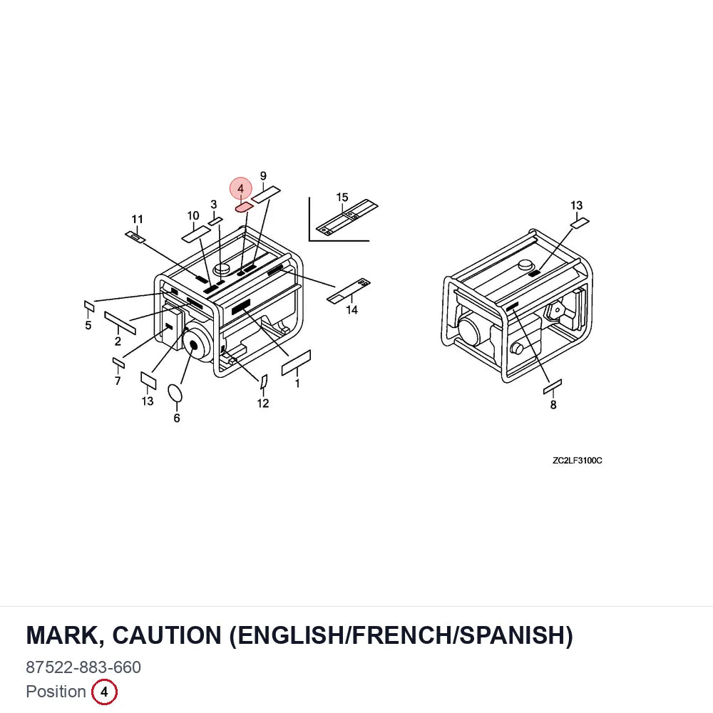 MARK, CAUTION (ENGLISH/FRENCH/SPANISH)