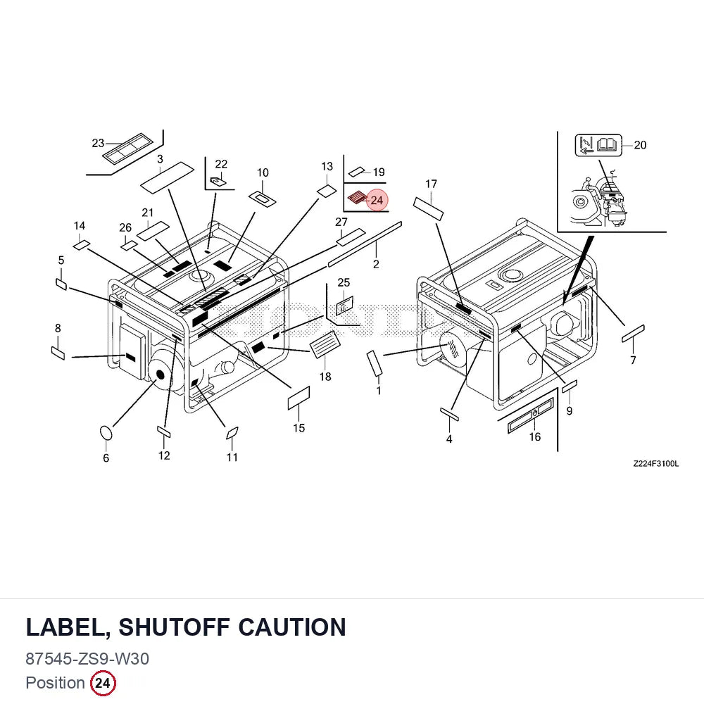 LABEL, SHUTOFF CAUTION