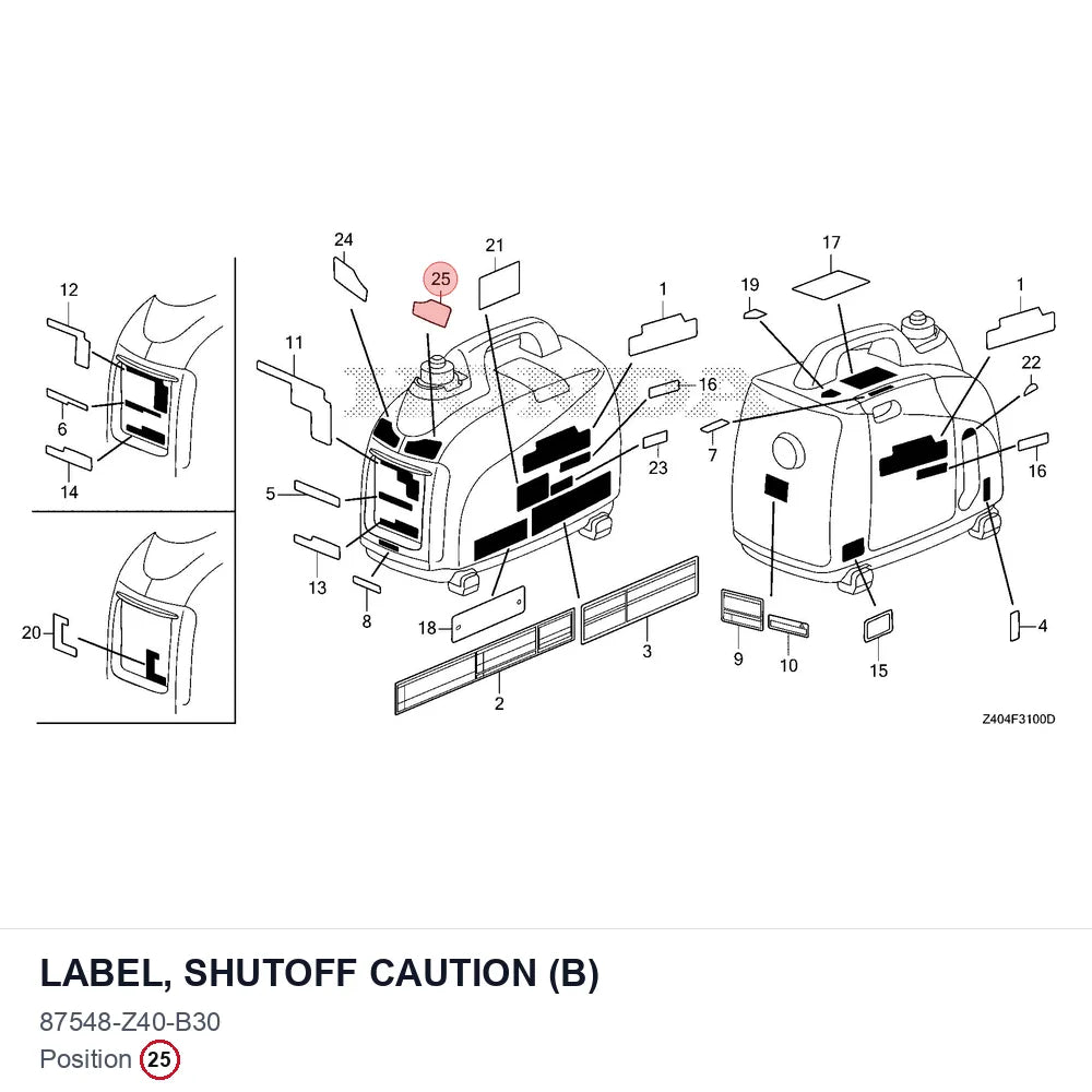 LABEL, SHUTOFF CAUTION (B)