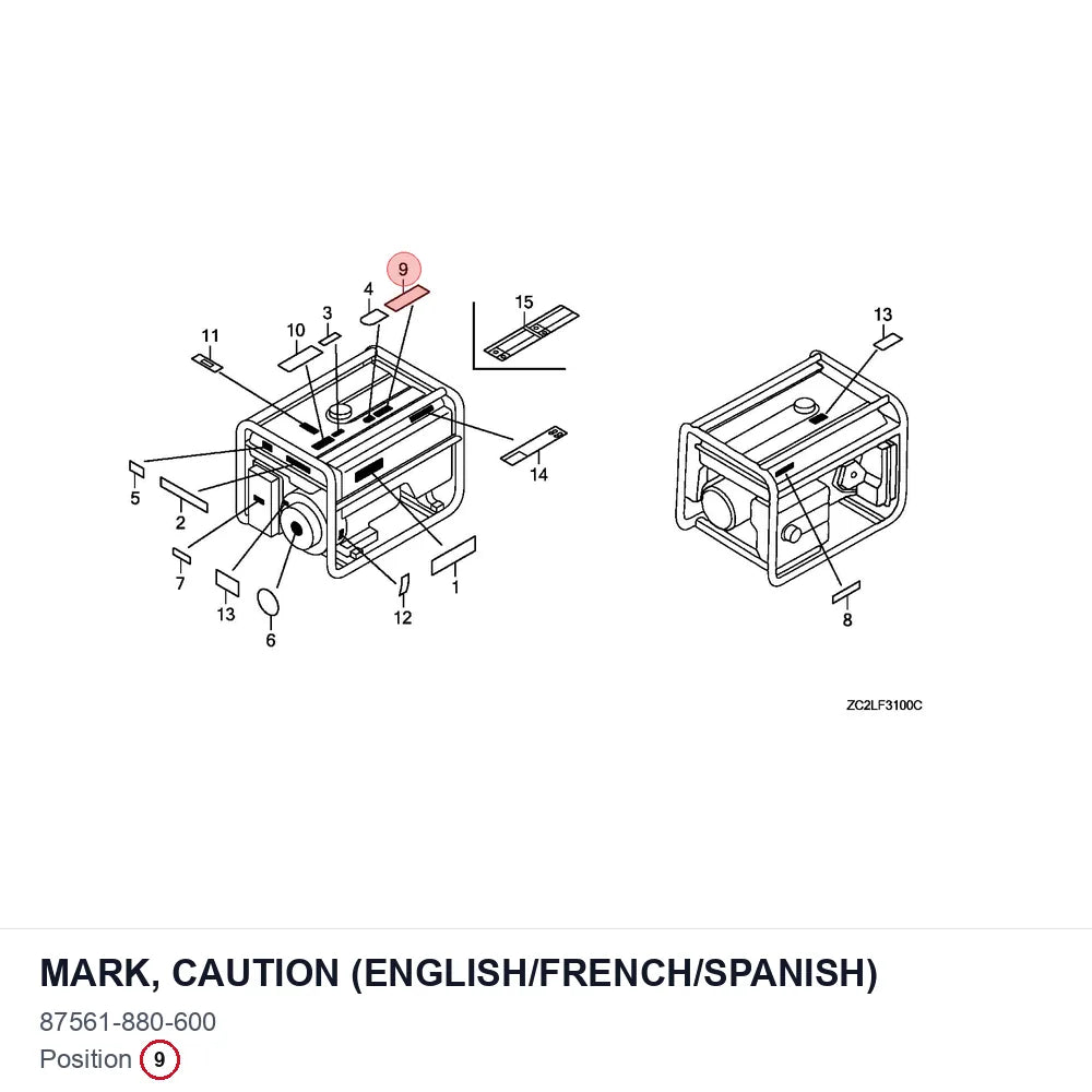 MARK, CAUTION (ENGLISH/FRENCH/SPANISH)