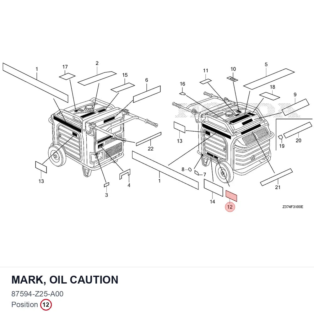 MARK, OIL CAUTION