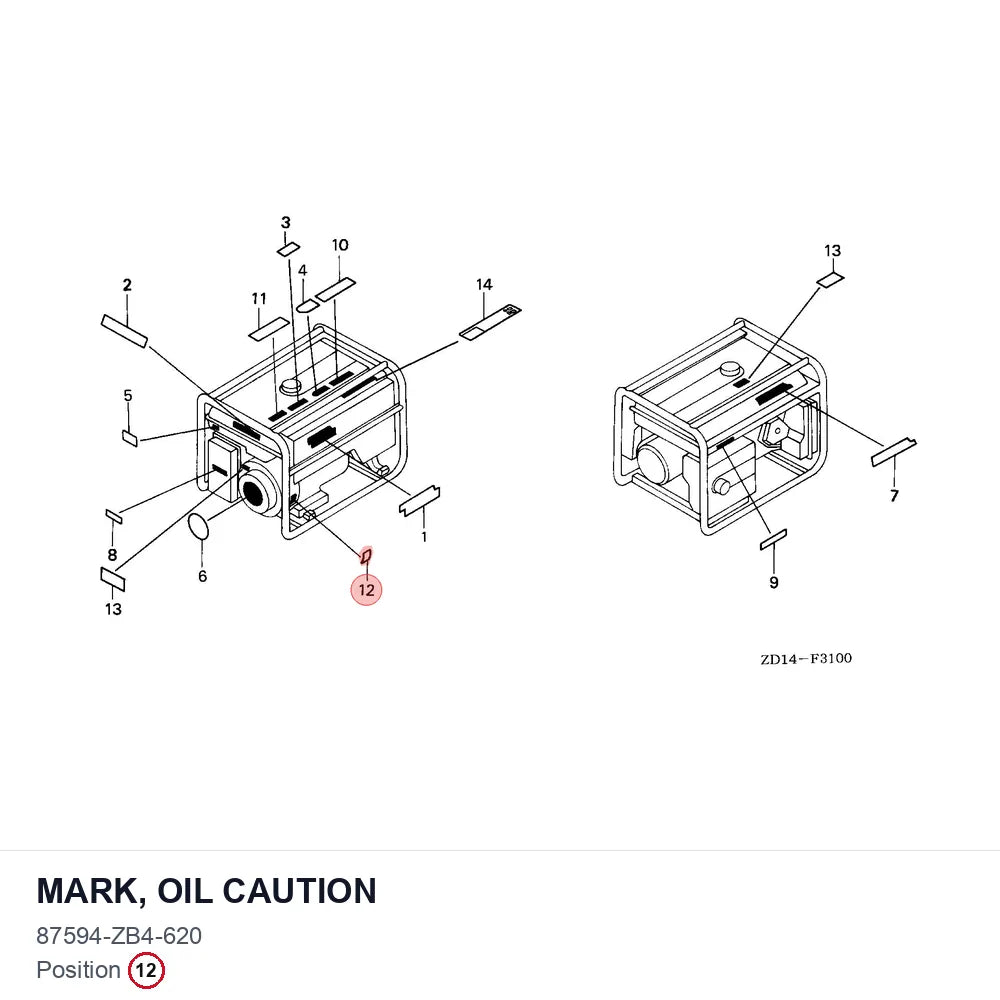 MARK, OIL CAUTION