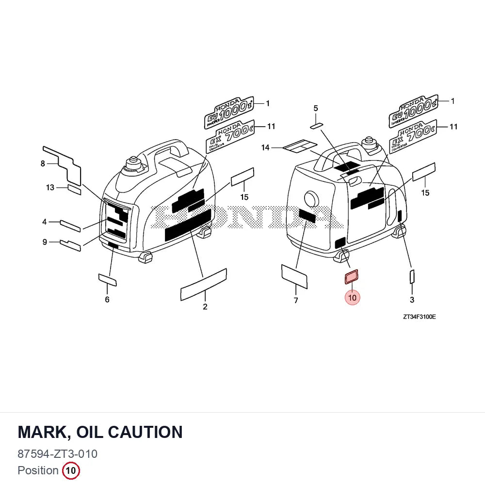 MARK, OIL CAUTION