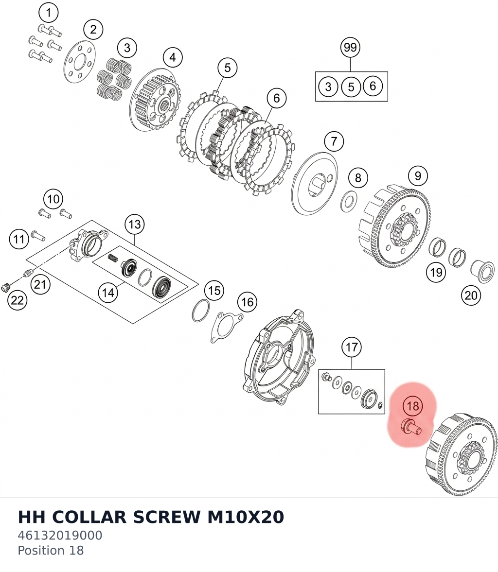 Diagram preview: HH COLLAR SCREW M10X20 (46132019000)