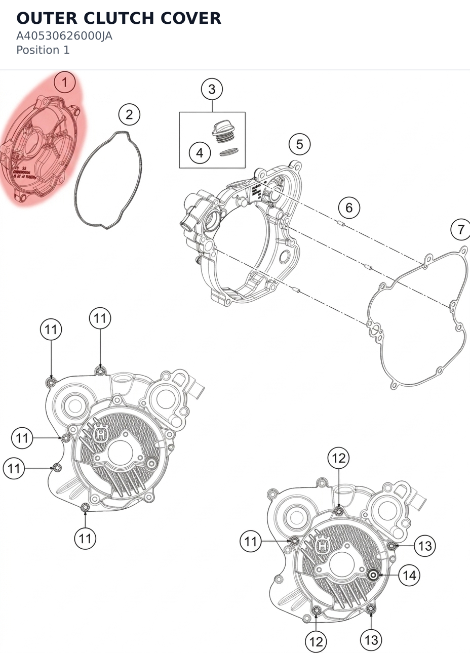 Diagram preview: OUTER CLUTCH COVER (A40530626000JA)