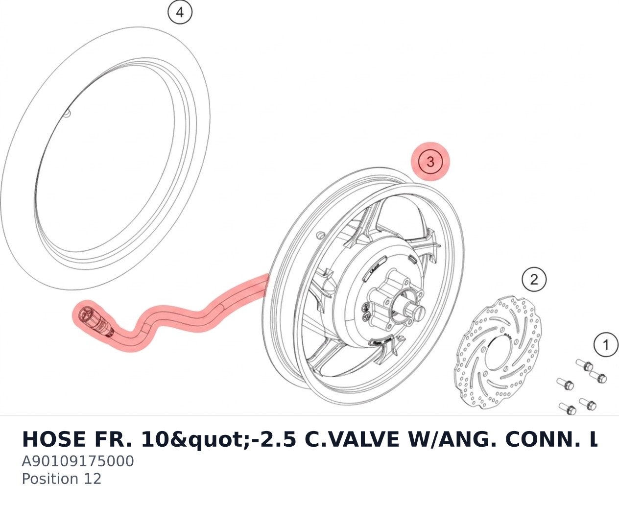 Diagram preview: HOSE FR. 10"-2.5 C.VALVE W/ANG. CONN. LL (A90109175000)