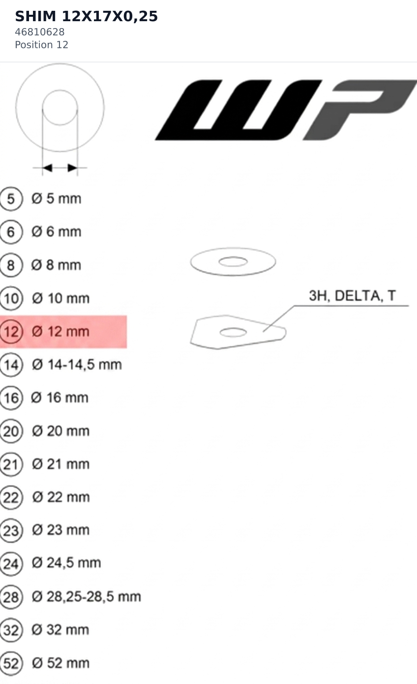 Diagram preview: SHIM 12X17X0,25 (46810628)