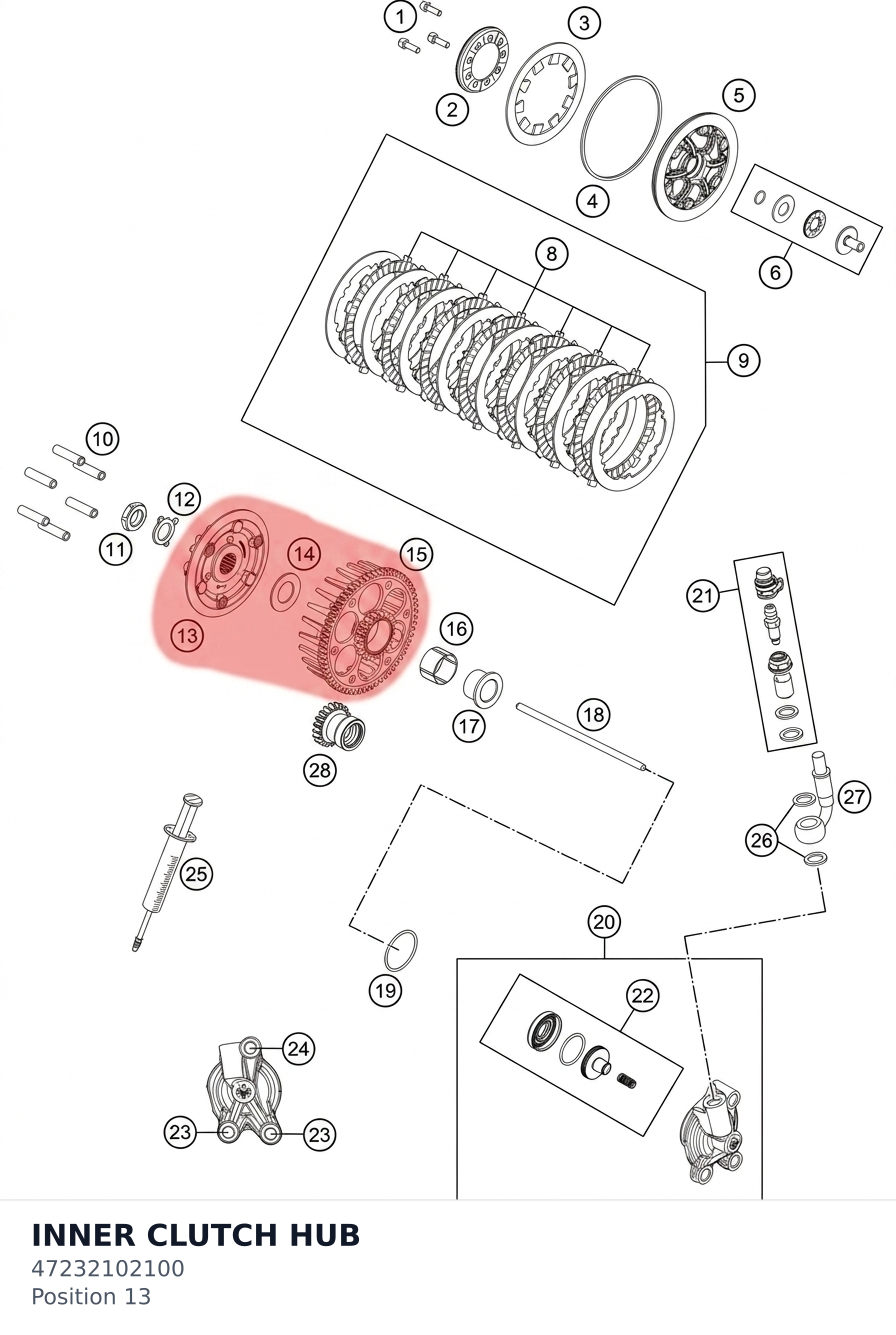 Diagram preview: INNER CLUTCH HUB (47232102100)