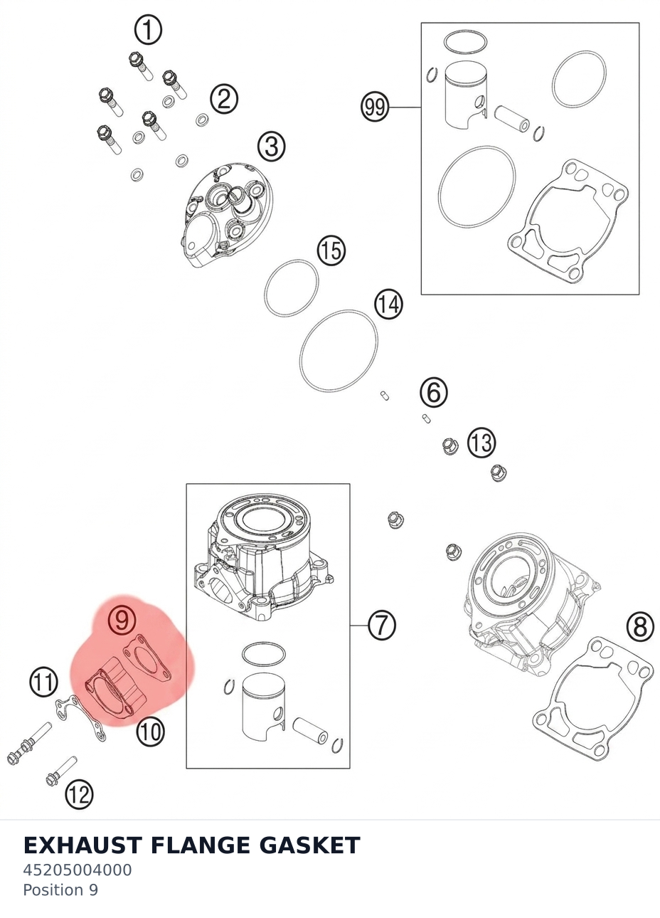 Diagram preview: EXHAUST FLANGE GASKET (45205004000)