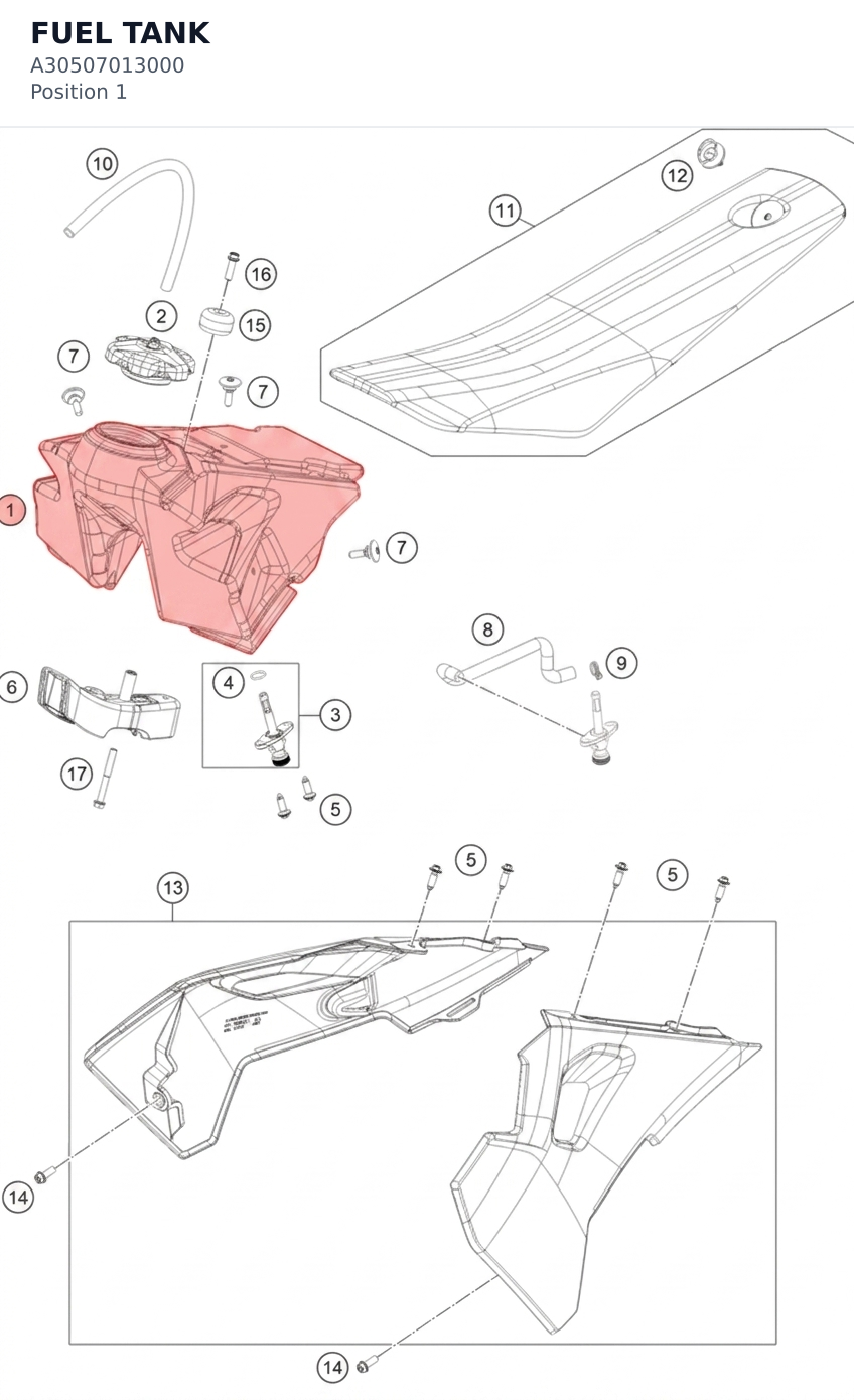 Diagram preview: FUEL TANK (A30507013000)