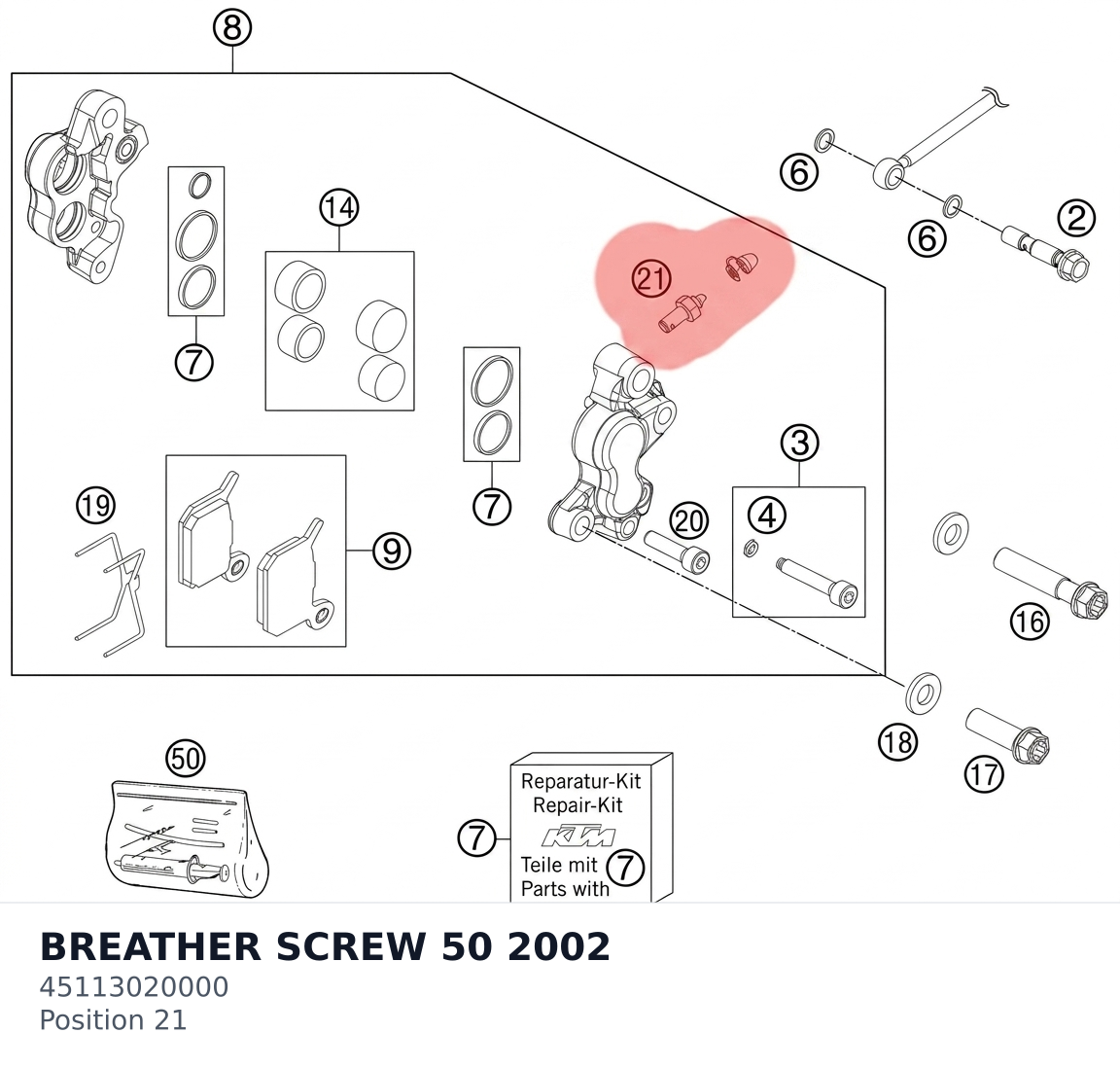Diagram preview: BREATHER SCREW 50 2002 (45113020000)
