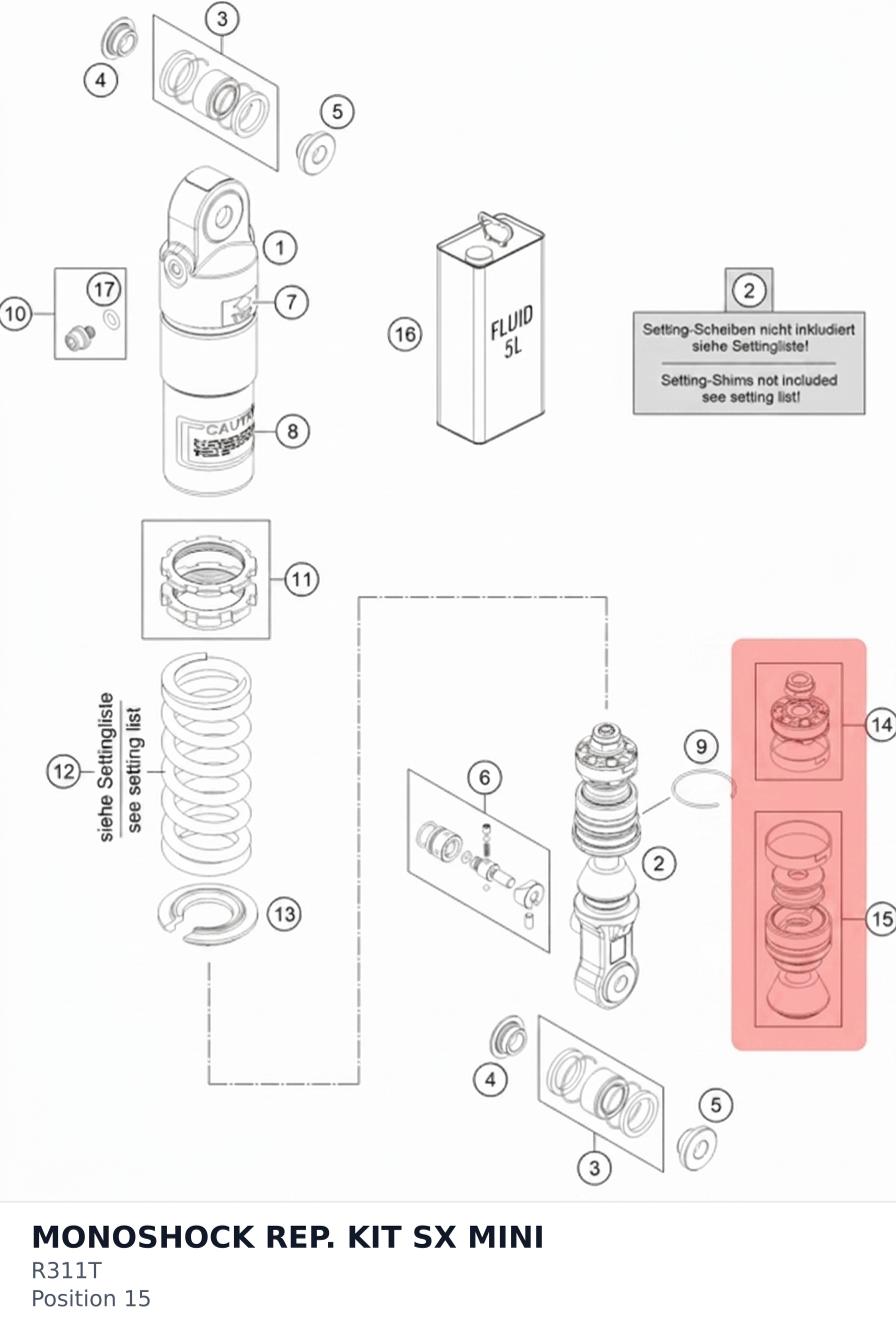 Diagram preview: MONOSHOCK REP. KIT SX MINI (R311T)