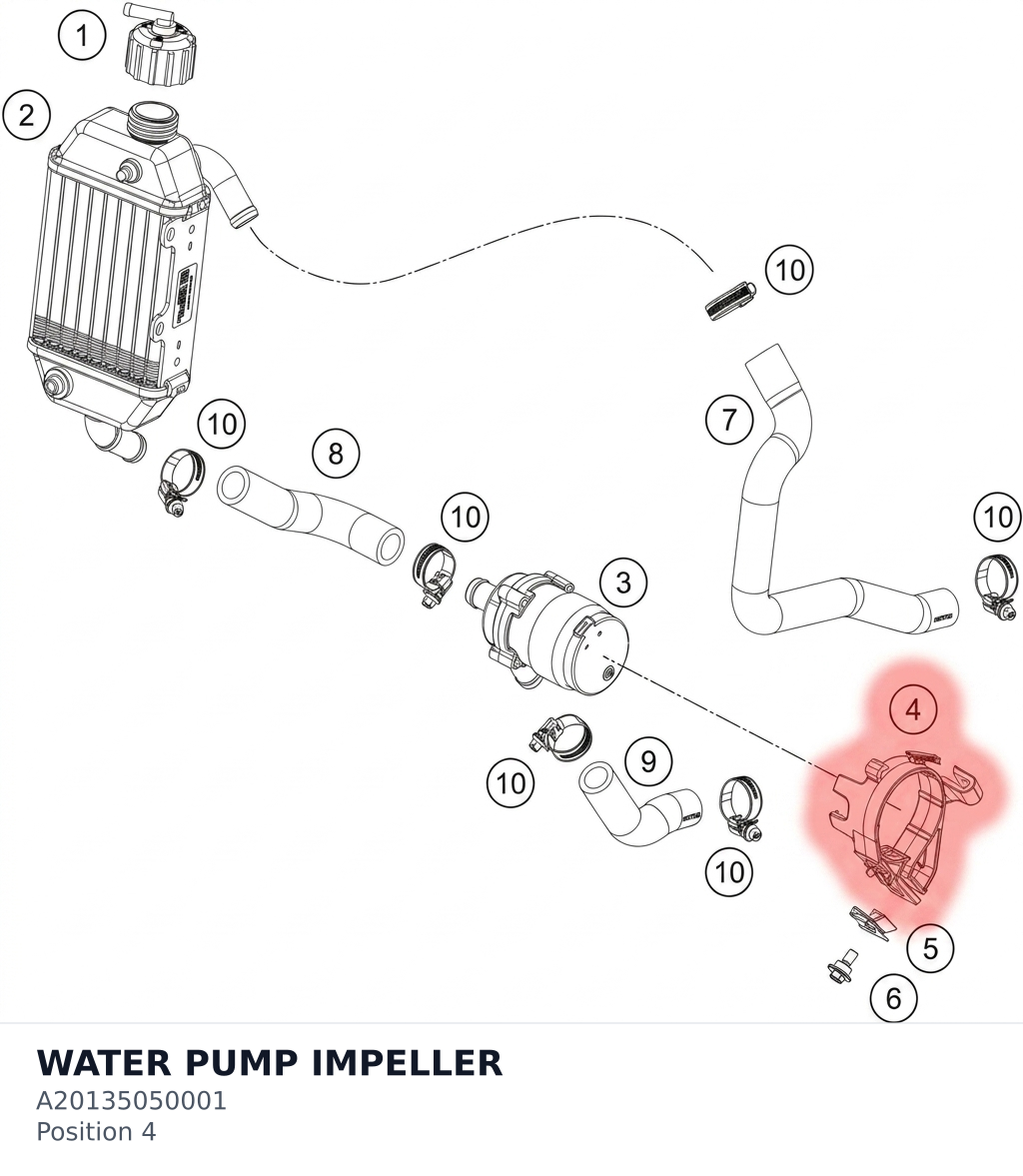 Diagram preview: WATER PUMP IMPELLER (A20135050001)