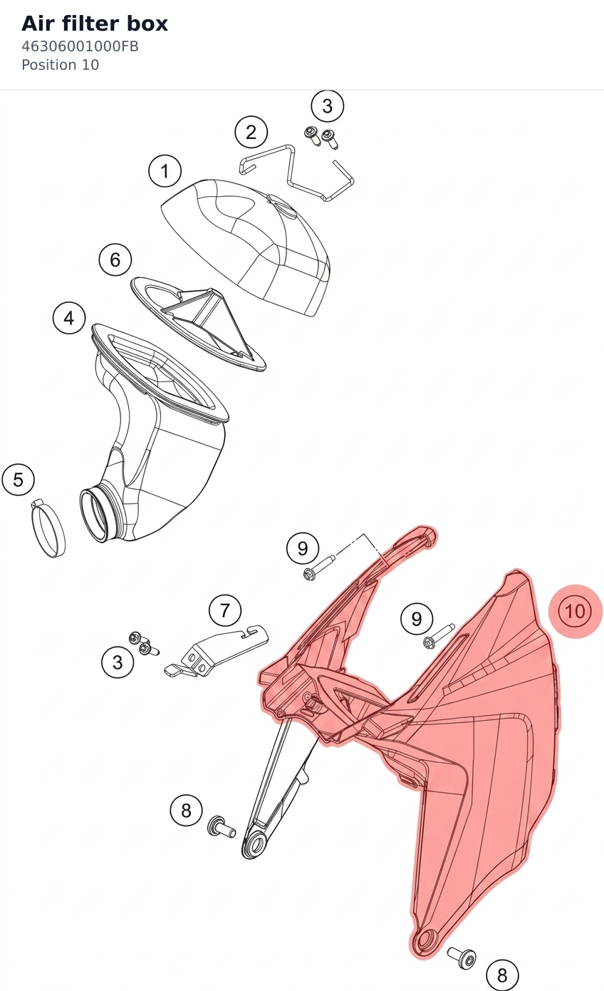 Diagram preview: Air filter box (46306001000FB)