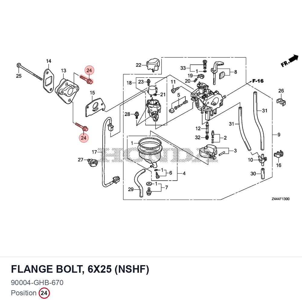 FLANGE BOLT, 6X25 (NSHF)