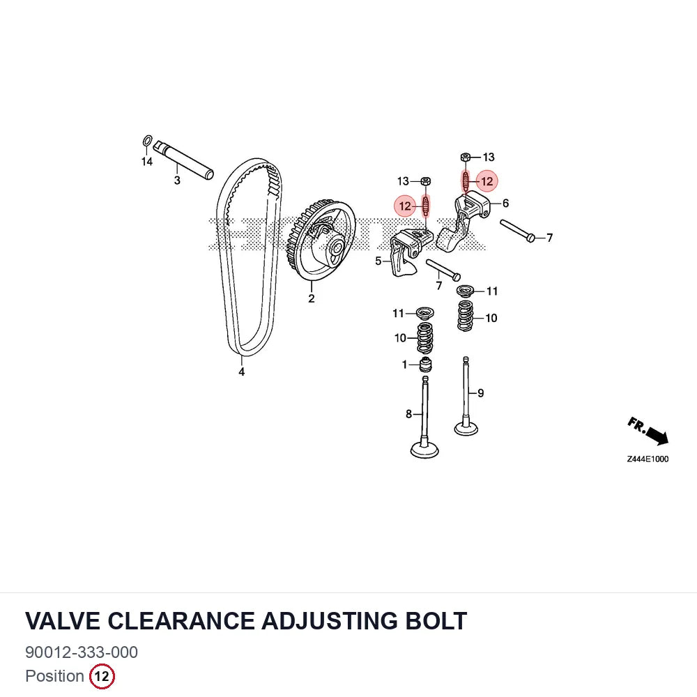 Valve clearance adjusting bolt