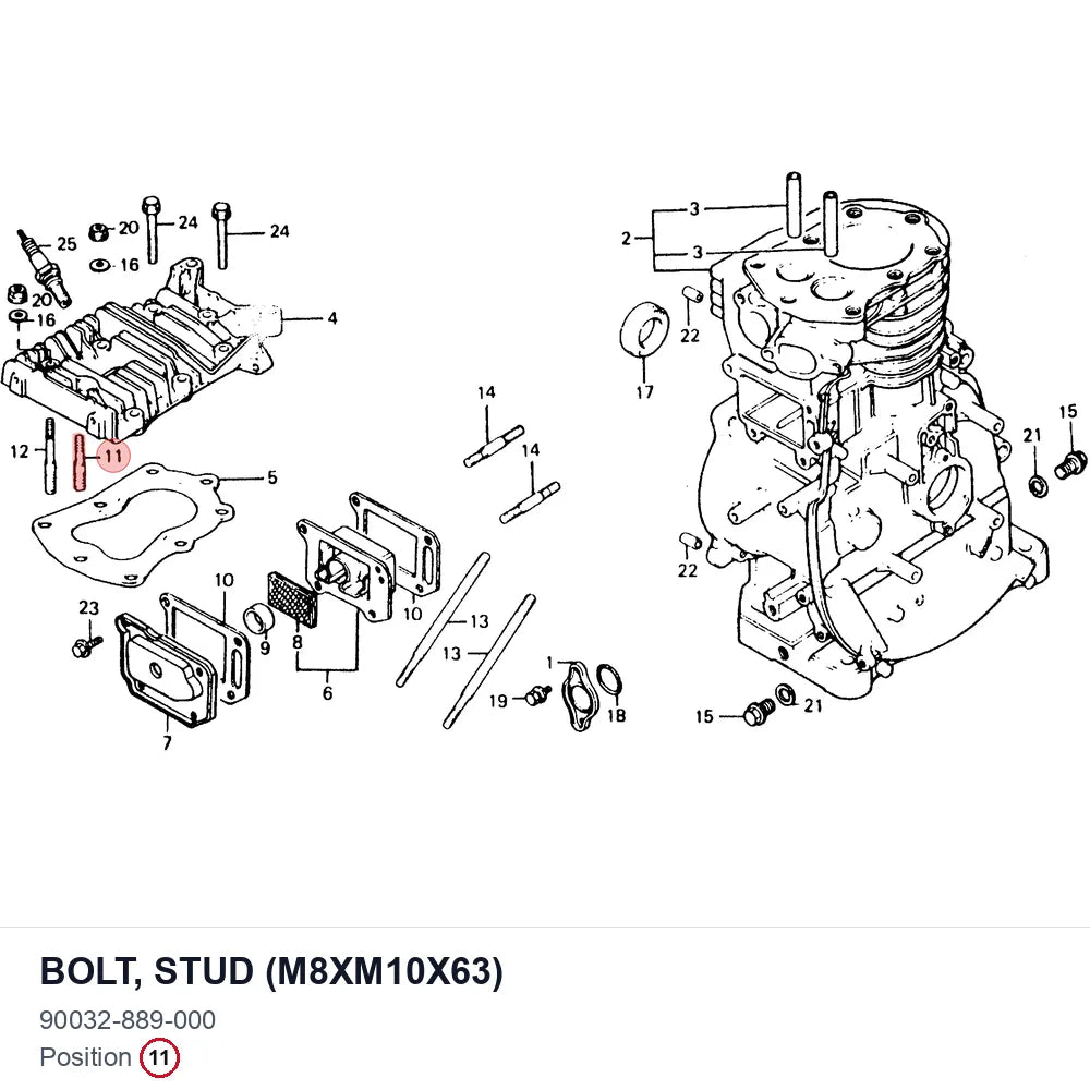 BOLT, STUD (M8XM10X63)