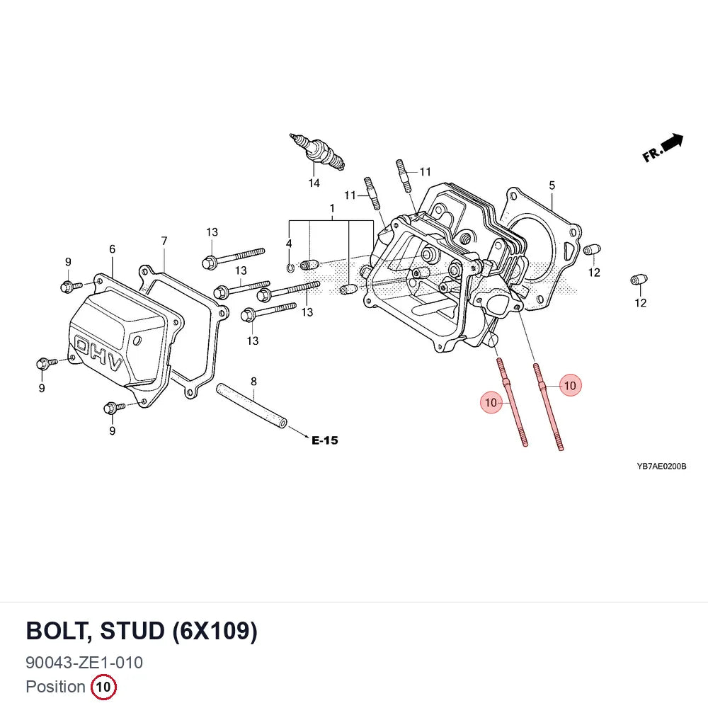 BOLT, STUD (6X109)