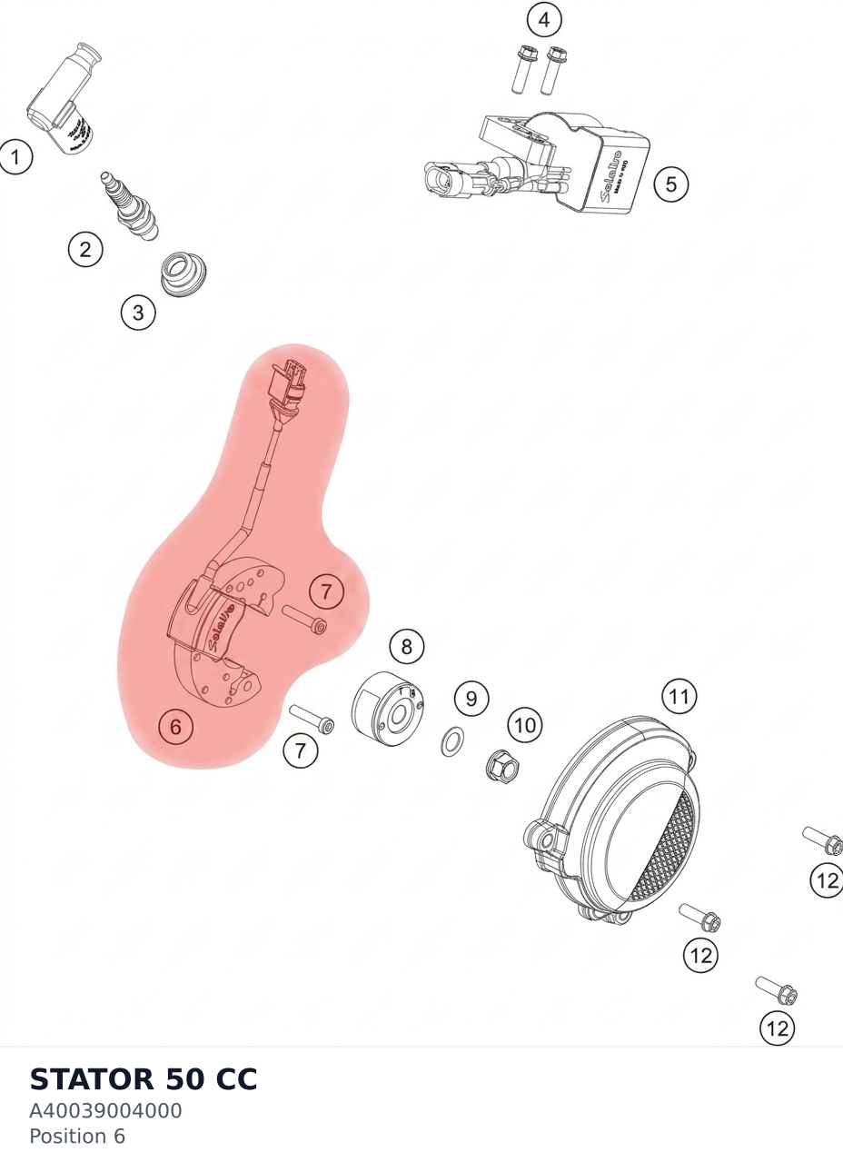Diagram preview: STATOR 50 CC (A40039004000)