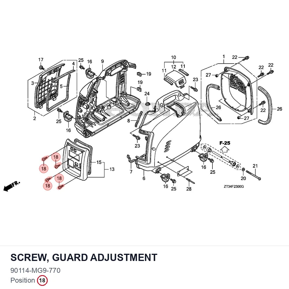 Screw, guard adjustment