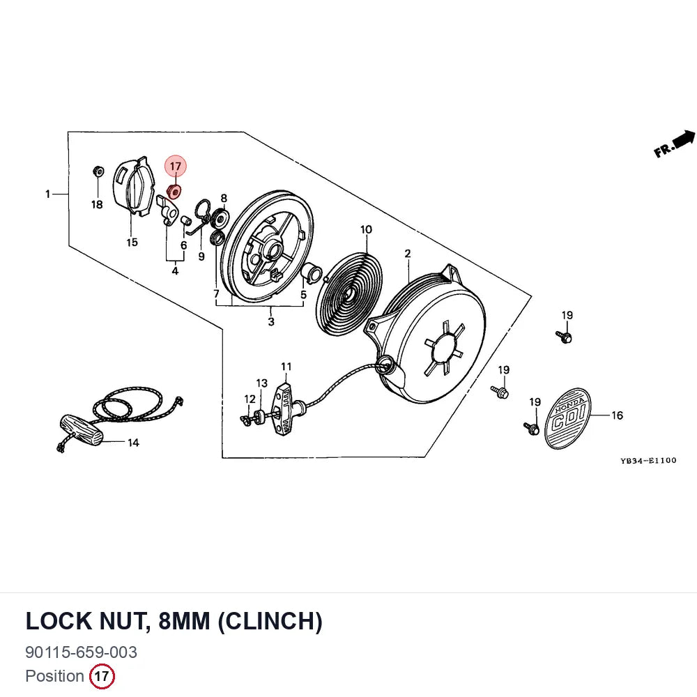 Lock nut, 8mm (clinch)