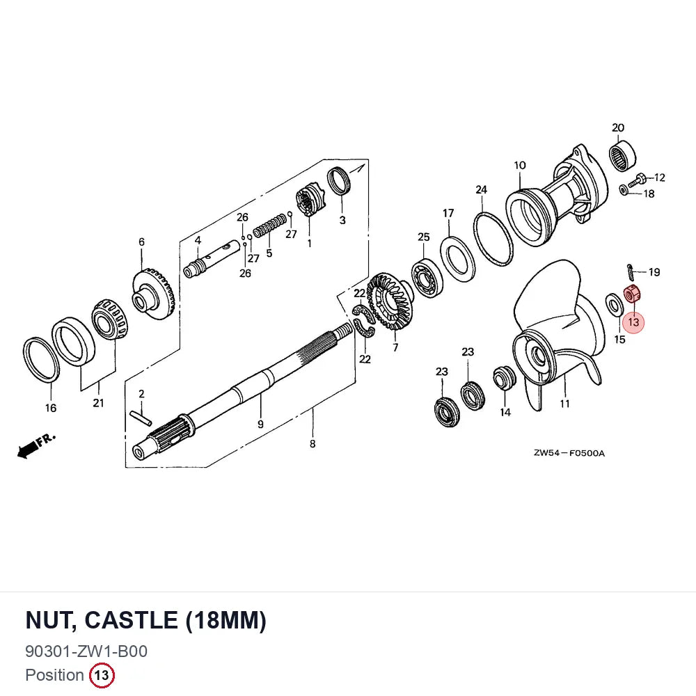 NUT, CASTLE (18MM)
