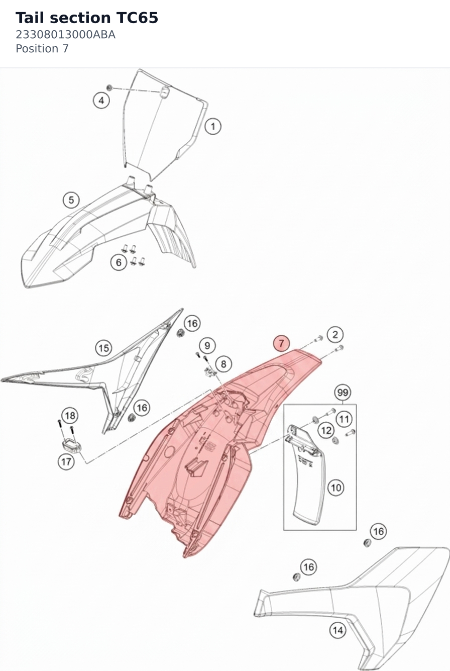 Diagram preview: Tail section TC65 (23308013000ABA)