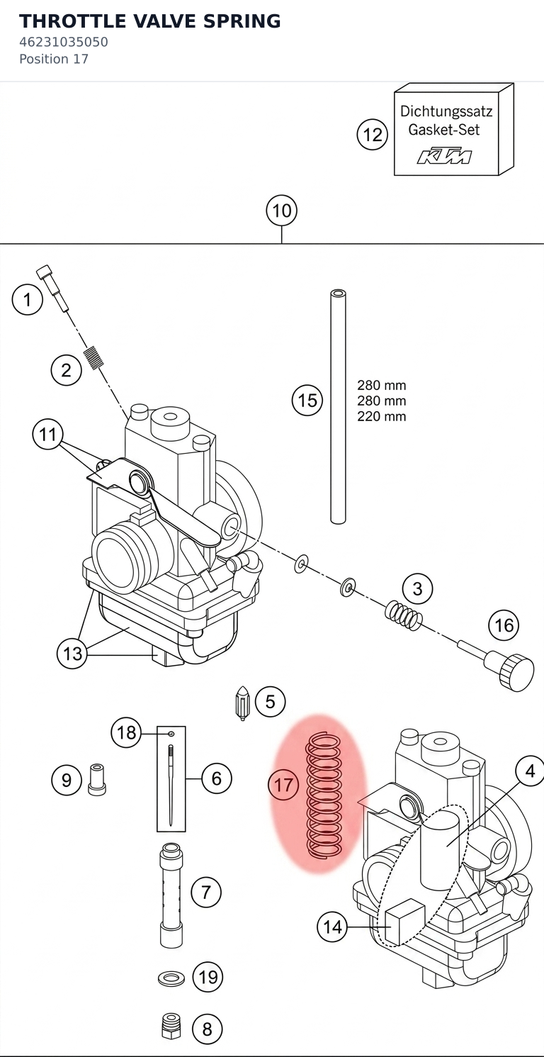 Diagram preview: THROTTLE VALVE SPRING (46231035050)