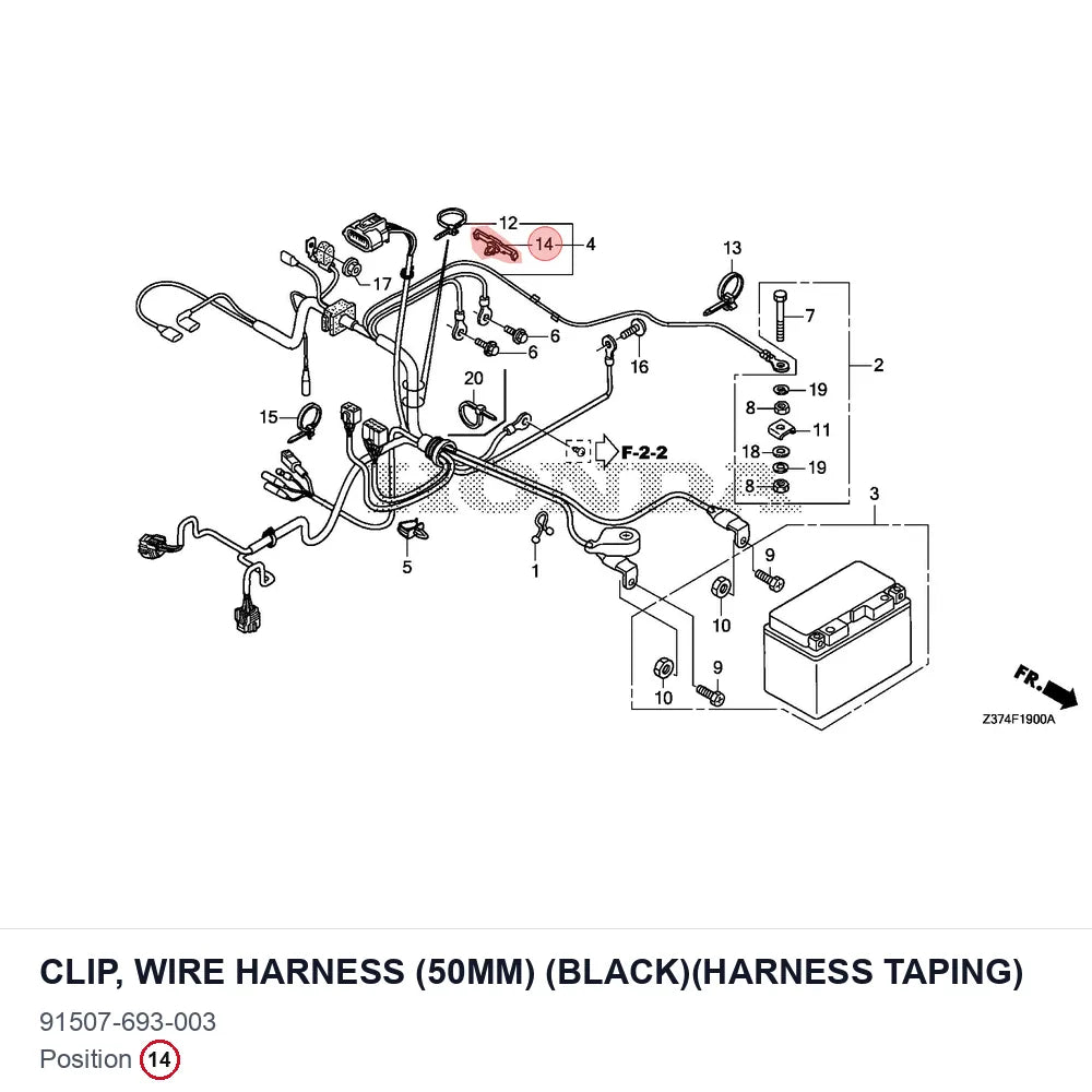 CLIP, WIRE HARNESS (50MM) (BLACK)(HARNESS TAPING)