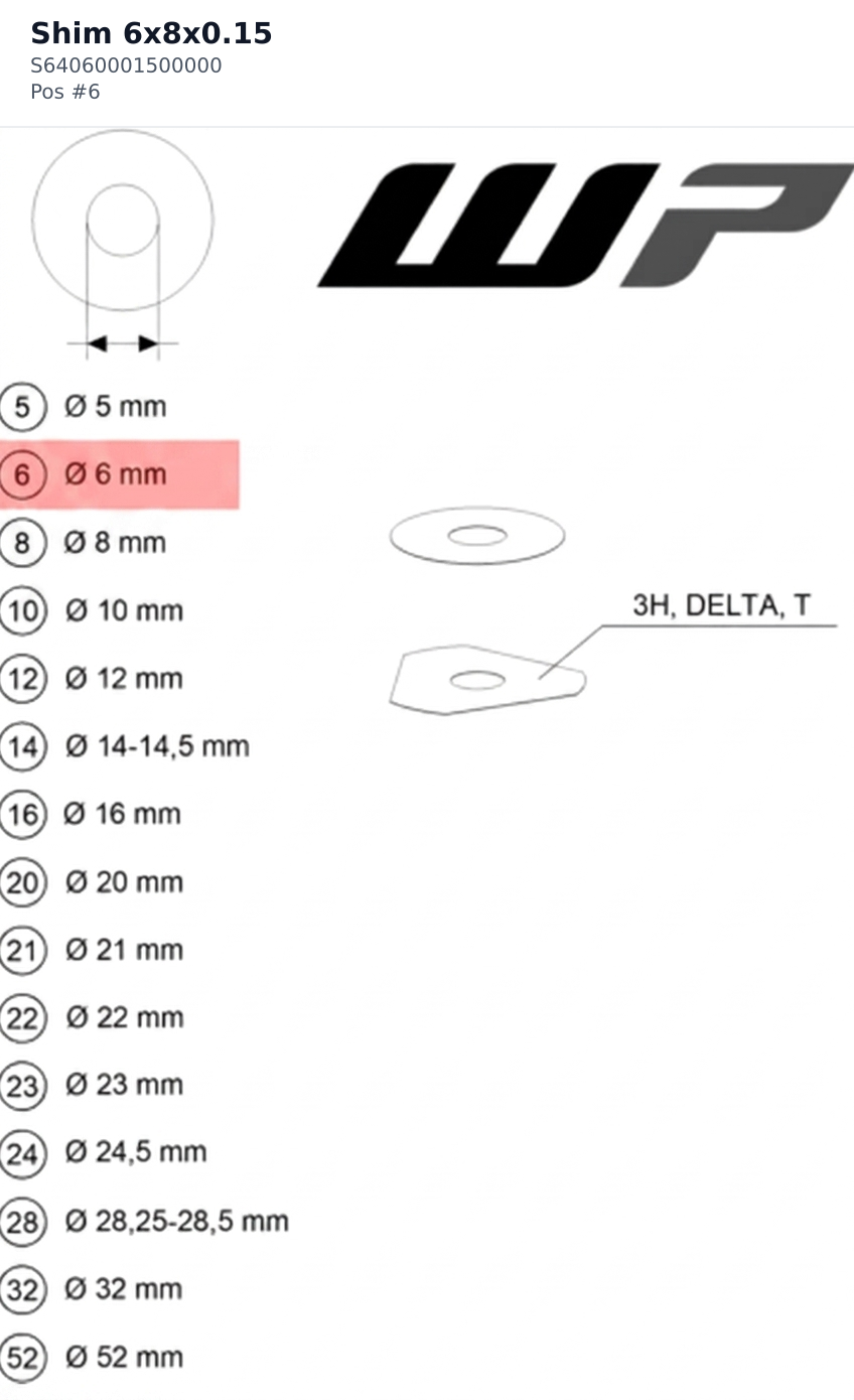 Diagram preview: Shim 6x8x0.15 (S64060001500000)