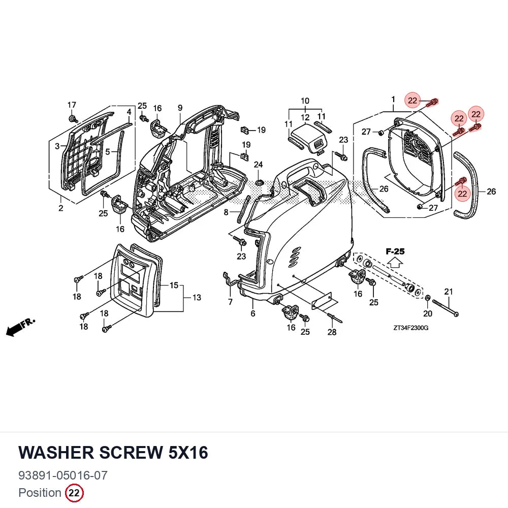 Washer screw 5x16