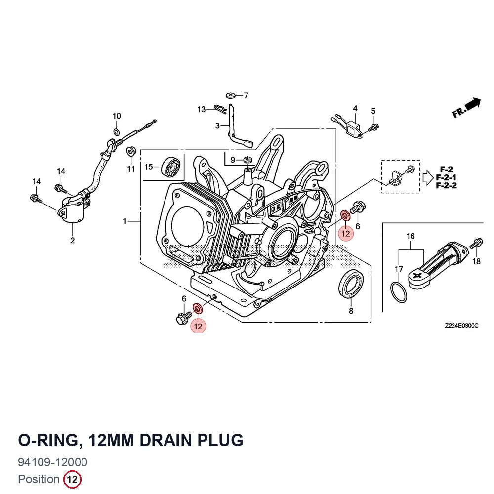 O-ring, 12mm drain plug