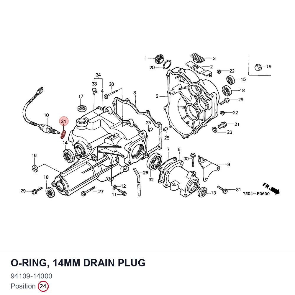 O-ring, 14mm drain plug