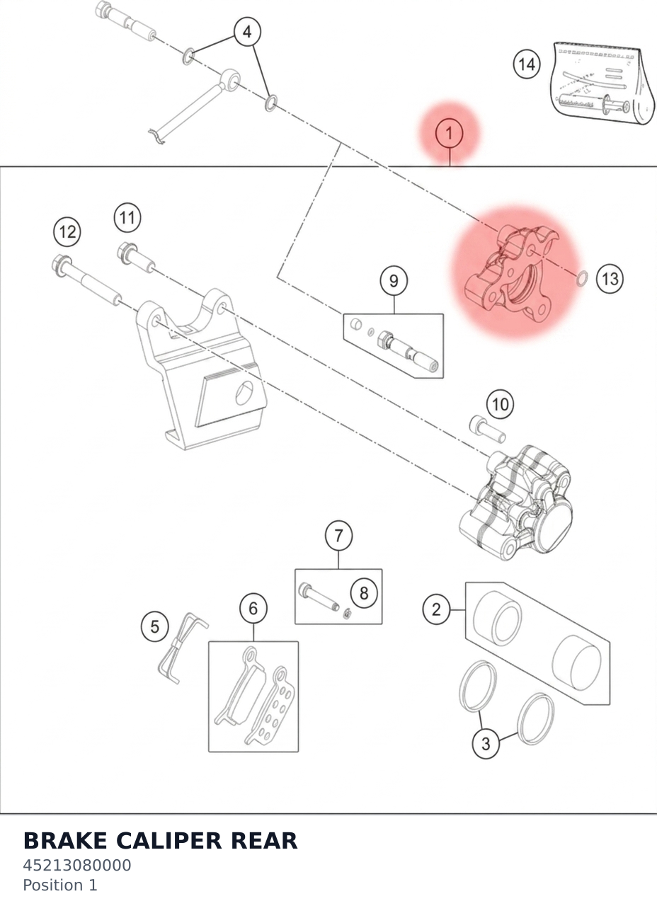 Diagram preview: BRAKE CALIPER REAR (45213080000)