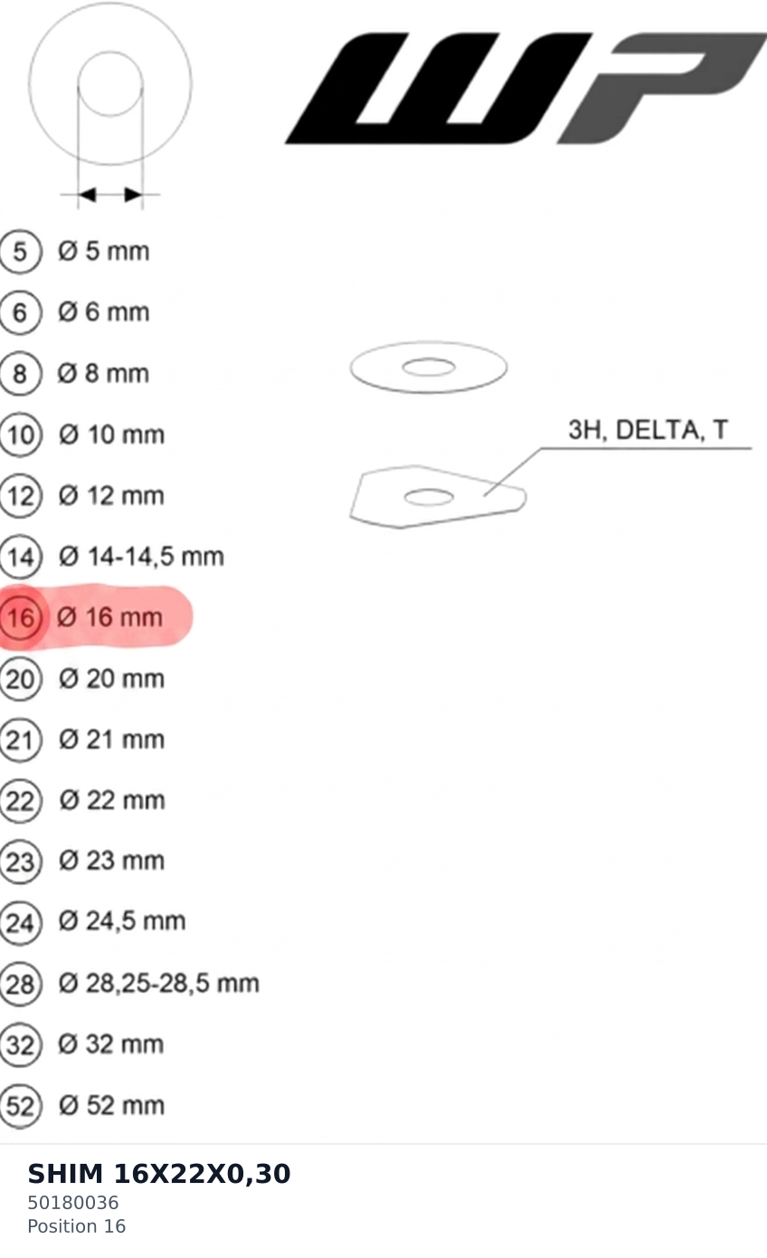 Diagram preview: SHIM 16X22X0,30 (50180036)