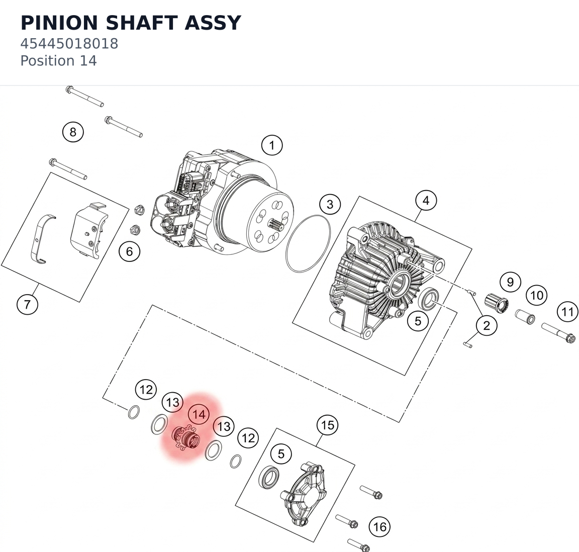Diagram preview: PINION SHAFT ASSY (45445018018)