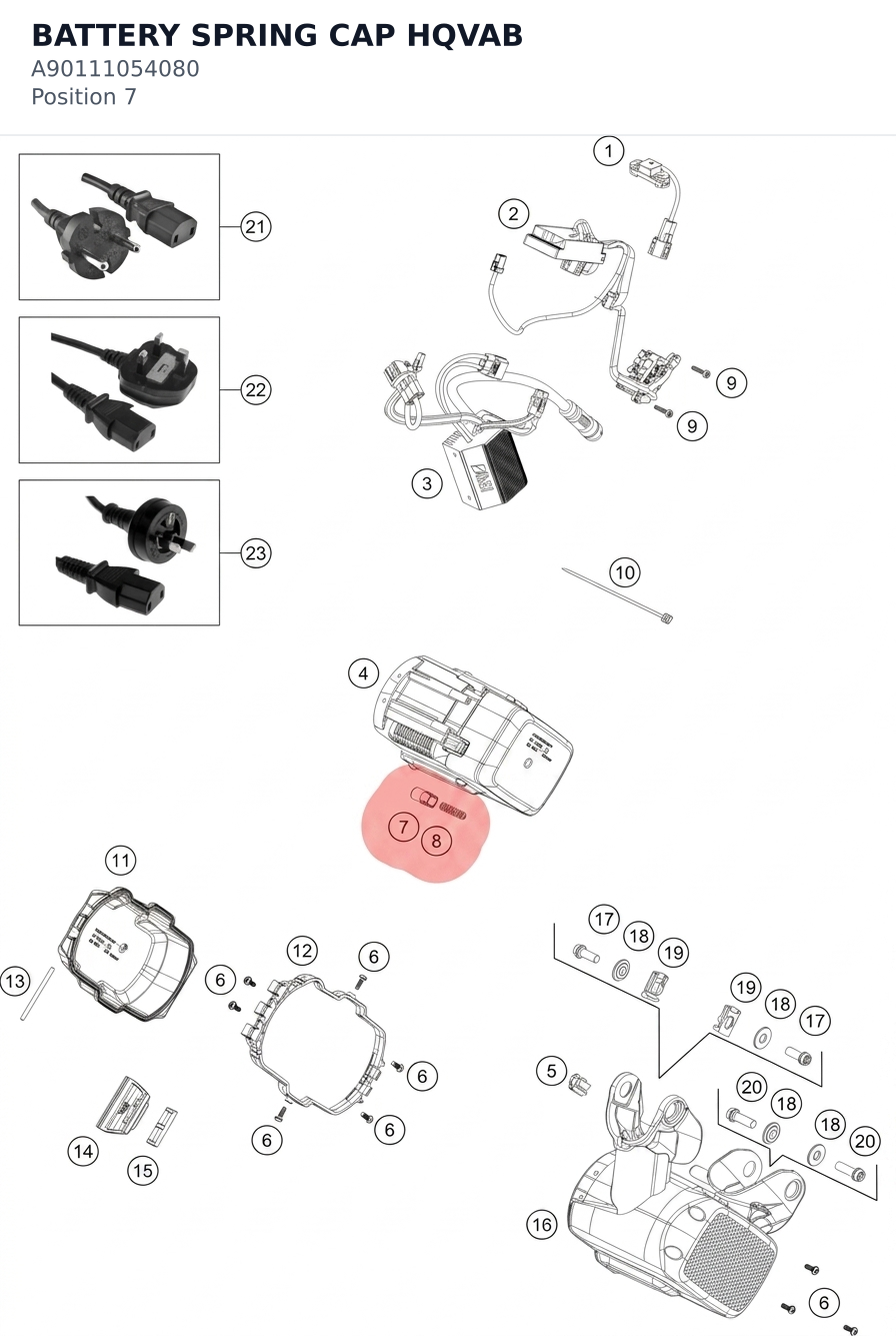 Diagram preview: BATTERY SPRING CAP HQVAB (A90111054080)