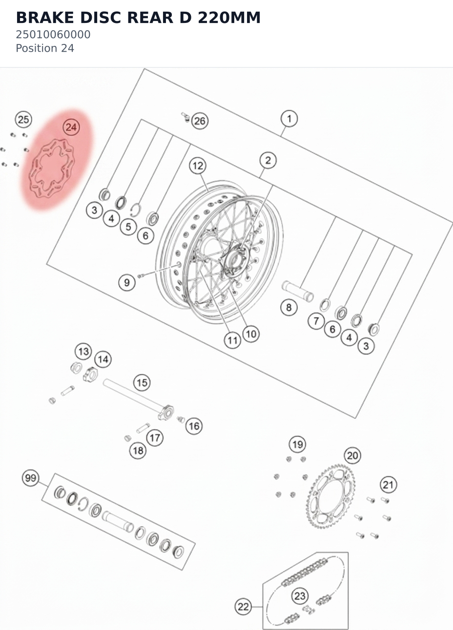 Diagram preview: BRAKE DISC REAR D 220MM (25010060000)