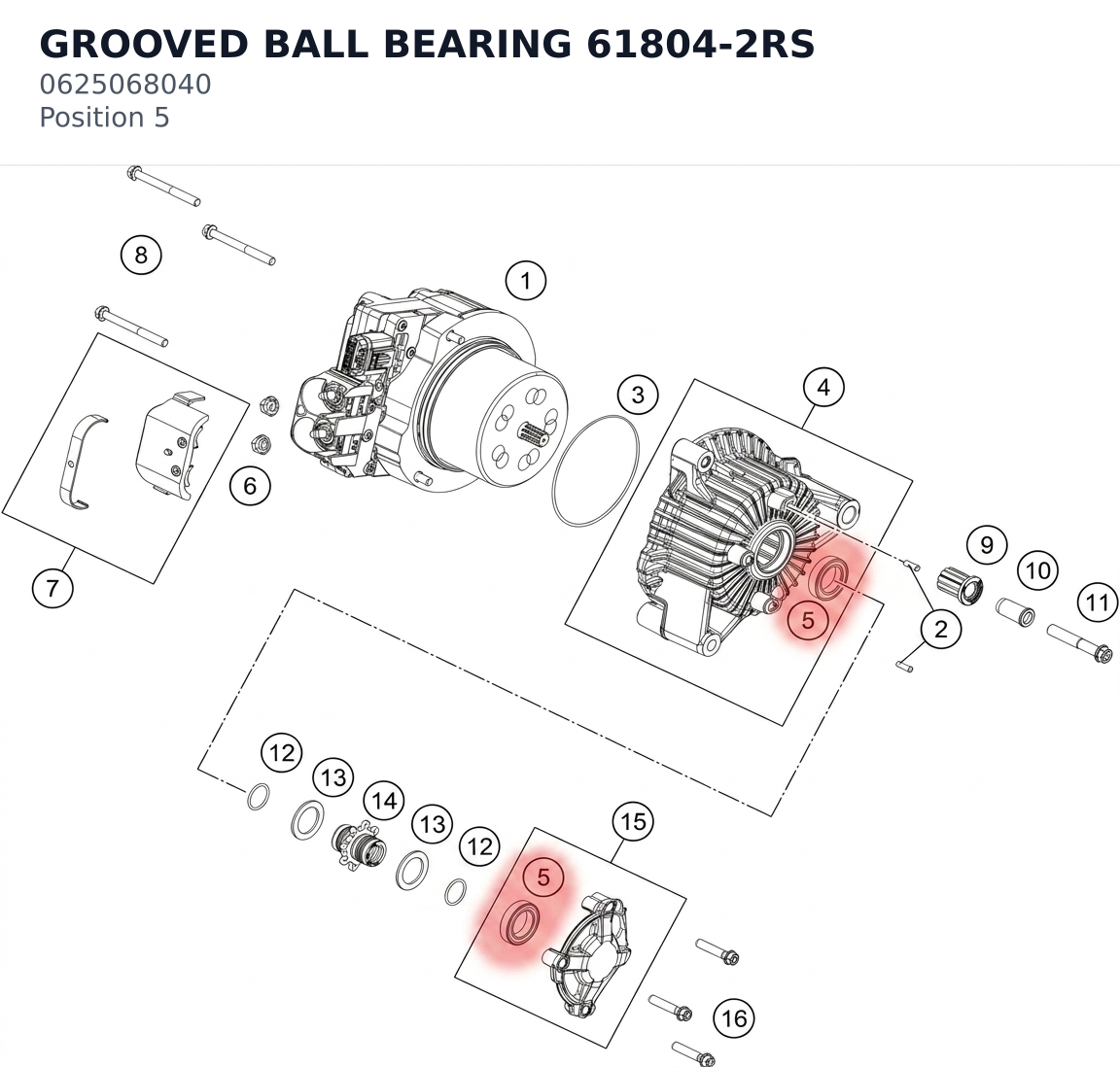 Diagram preview: GROOVED BALL BEARING 61804-2RS (0625068040)