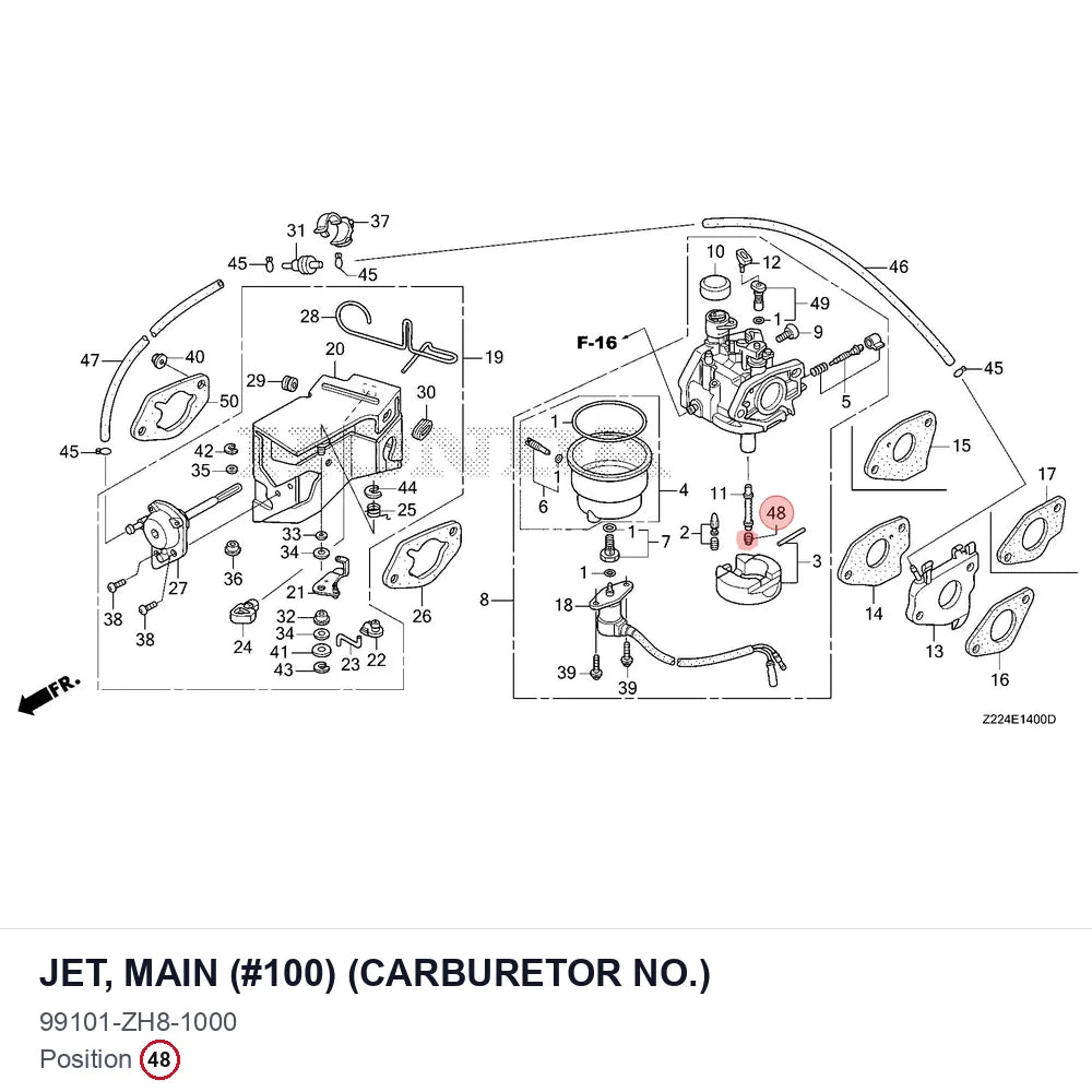 JET, MAIN (#100) (CARBURETOR NO.)