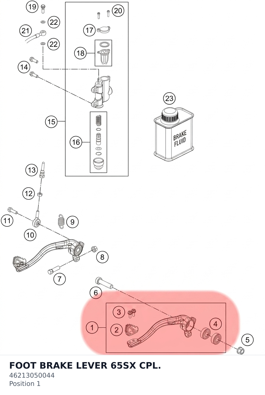 Diagram preview: FOOT BRAKE LEVER 65SX CPL. (46213050044)