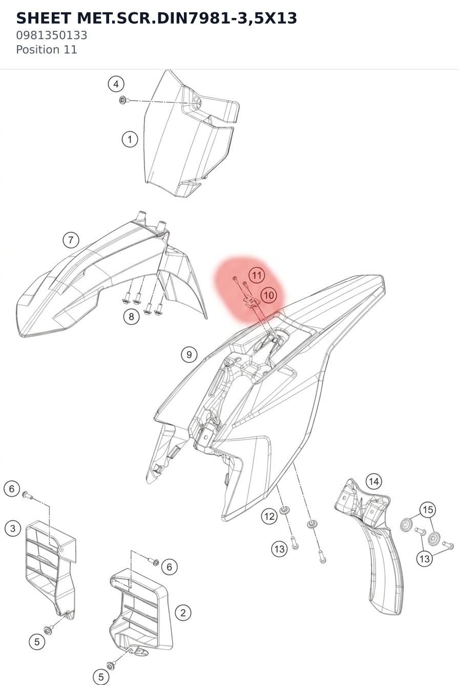 Diagram preview: SHEET MET.SCR.DIN7981-3,5X13 (0981350133)